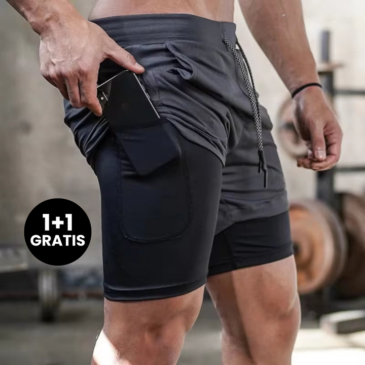 2-in-1 Heren Sportshort | 1+1 Gratis